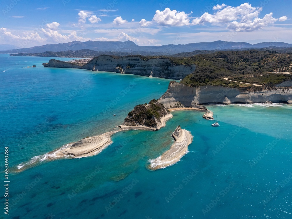 Naklejka premium Aerial view of Cape Drastis in Corfu, Greece.