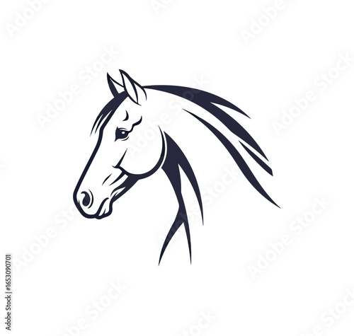 Stylized horse head silhouette graphic design