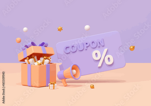 Exciting Offers and Discounts Revealed Through Festive Promotions With A Megaphone Announcing Amazing Deals And Special Rewards For Customers
