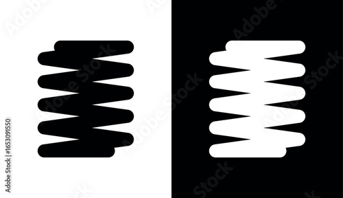 Spring icon. Symbol of shock absorption, extension or compression. Element of a machine or mechanism. Coiled cylindrical spring.