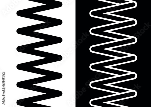 Spring icon. Symbol of shock absorption, extension or compression. Element of a machine or mechanism. Coiled cylindrical spring.