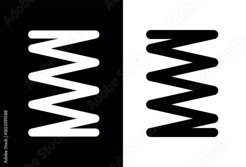 Spring icon. Symbol of shock absorption, extension or compression. Element of a machine or mechanism. Coiled cylindrical spring.