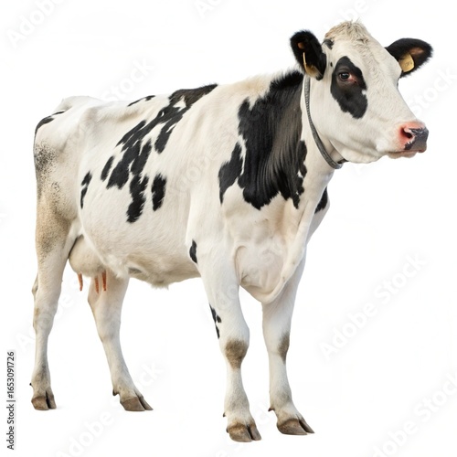 Cow standing sideways, isolated on white