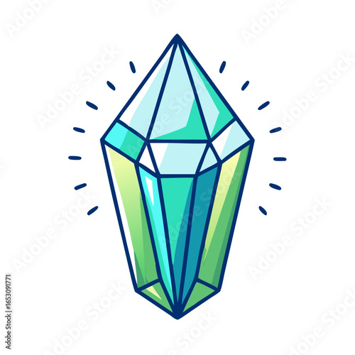 Crystal gem icon. Magic jewel. Shiny mineral for game, mobile app, web design. Fantasy asset. Vector illustration in flat cartoon style
