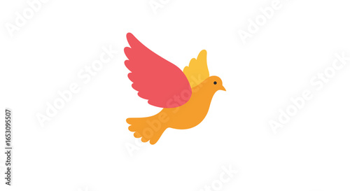 A vibrant, digitally rendered illustration of a stylized dove in graceful flight, symbolizing peace and freedom, highlighting modern image generation.
