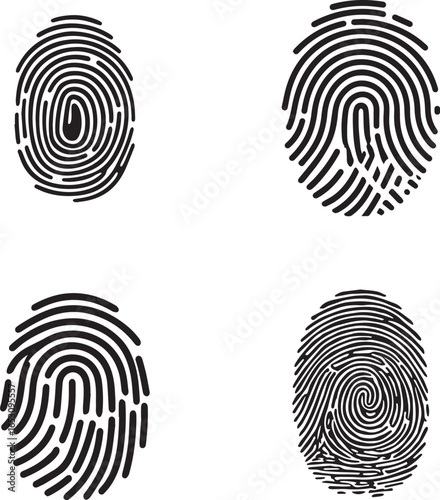 A detailed and clean black fingerprint silhouette perfect for security identity or personal branding designs presented in a minimalist vector style silhouette