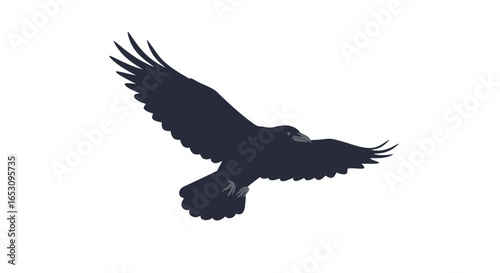 Majestic Raven in Flight A Dark, Silhouetted Illustration