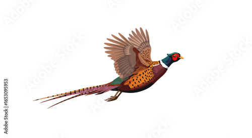 Dynamic Pheasant in Flight A Captivating Wildlife Scene with ImageFX Enhanced