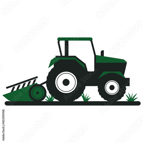 green tractor isolated on white background