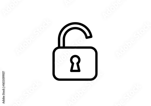 Unlocked Padlock Icon | Open Lock Symbol for Security, Access Granted, Password Free, Privacy Open, Digital Key, Safety Unlock Vector