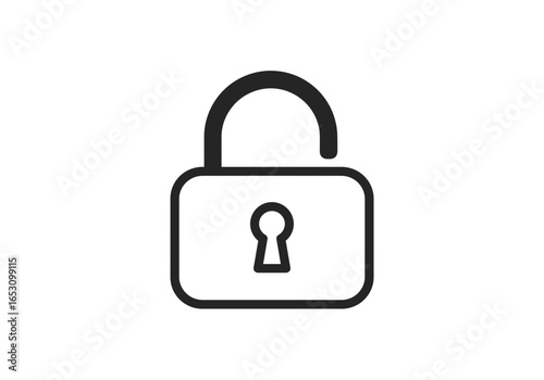 Unlocked Padlock Icon | Open Lock Symbol for Security, Access Granted, Password Free, Privacy Open, Digital Key, Safety Unlock Vector