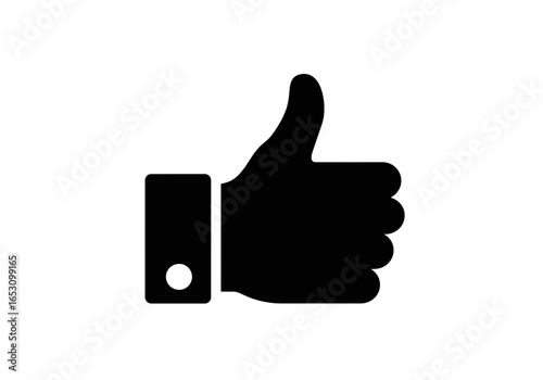 Thumbs Up Icon | Like Symbol in Black Silhouette | Approval, Positive Feedback, Social Media Reaction, Agreement, Success Hand Gesture Vector