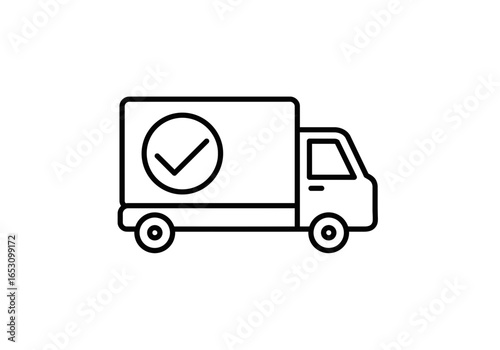 Delivery Truck Icon with Check Mark | Fast Shipping Symbol | Logistics Transport Vector | Courier Service, Cargo, Freight, Express Delivery Graphic