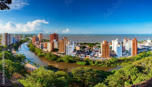 panoramic view of barranquilla colombia colorful streets and sunny weather by the magdalena river