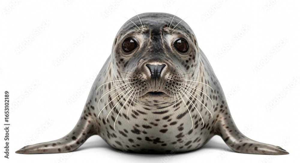 Obraz premium Harbor Seal Pup Portrait on White Background
