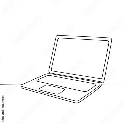 Laptop continuous one line drawing.