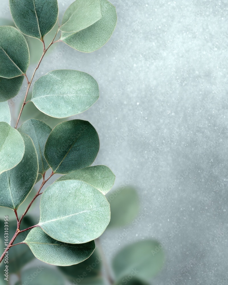 Fototapeta premium Delicate green leaves against a textured background.