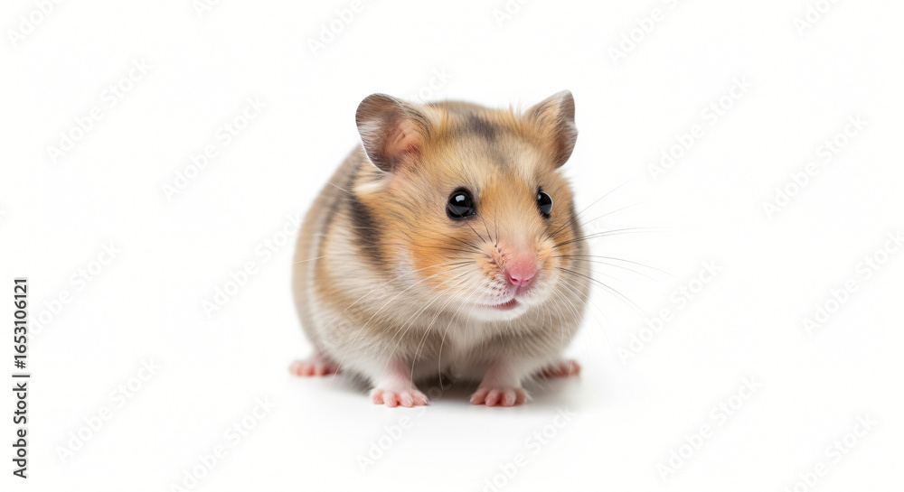Golden Hamster Portrait: Cute Pet on White Background
