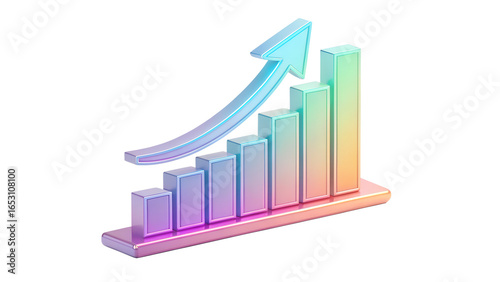 Free Download Colorful 3d bar graph with an upward arrow isolated on transparent background, representing business growth and financial success - GFXLoad