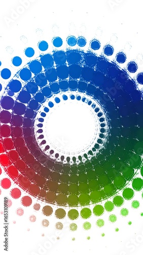 Colorful swirling circles on white background