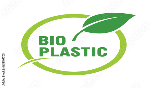 Green Bio Plastic Vector Logo Icon Isolated on White Background