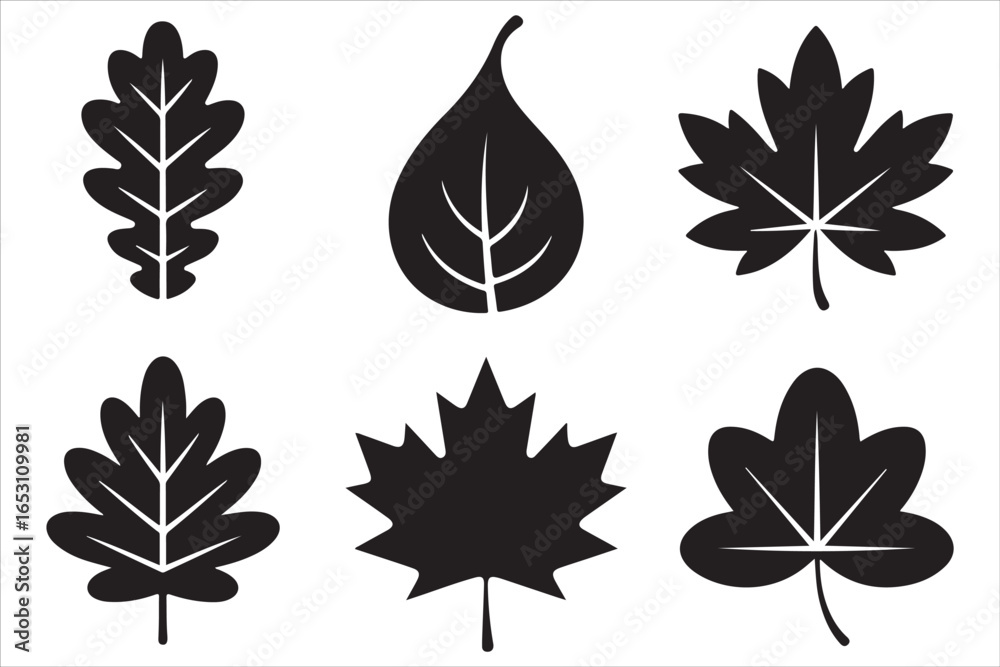 Fototapeta premium Fall Silhouette Bundle EPS Autumn Leaves Pumpkin Thanksgiving Halloween Clipart Set