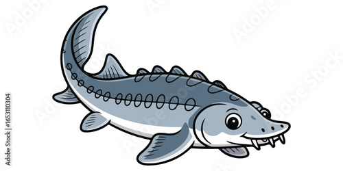 Sturgeon fish vector illustration