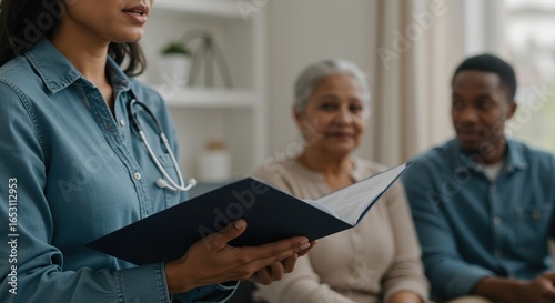 Wallpaper Mural Healthcare professional discussing treatment plan with patients in clinic   Torontodigital.ca