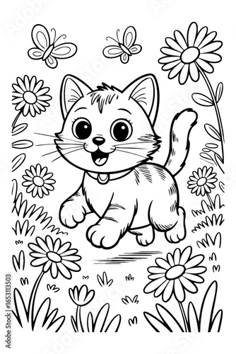 cat with flowers