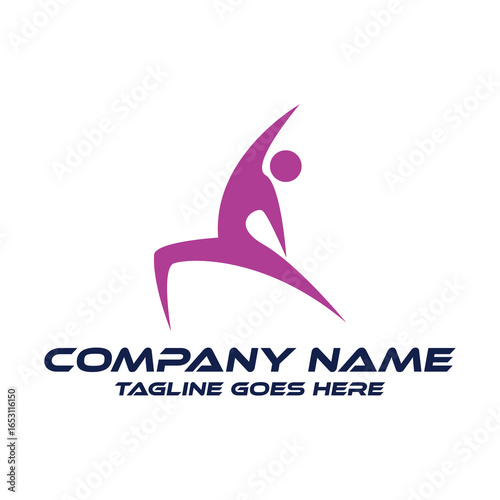 Abstract Human Gym Exercise Gymnastic Yoga Pilates Sport Icon Symbol Logo Design