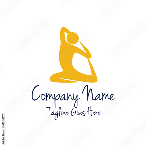 Abstract Human Gym Exercise Gymnastic Yoga Pilates Sport Icon Symbol Logo Design