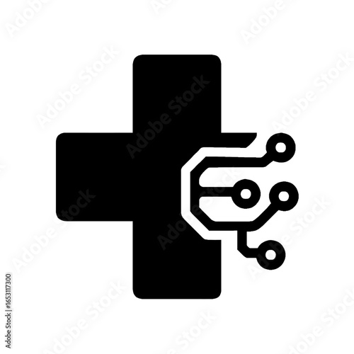Telemedicine cross silhouette representing digital healthcare innovation and virtual medical consultations