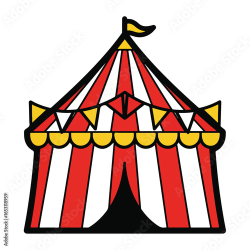 Colorful striped circus tent illustration