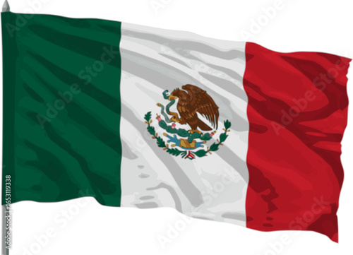 Mexico flat  flag with transparent png background. vector illustration