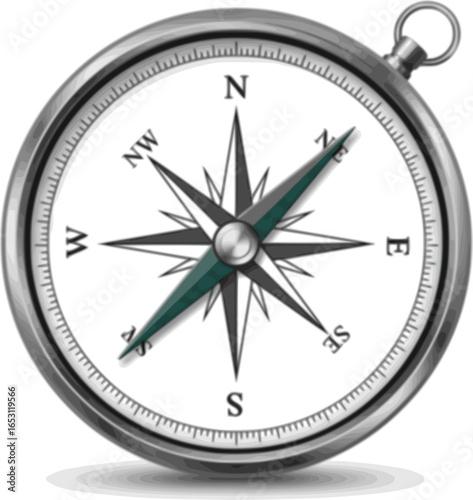 compass on transparent background. compass with nort south east west direction marked. vector and png file set
