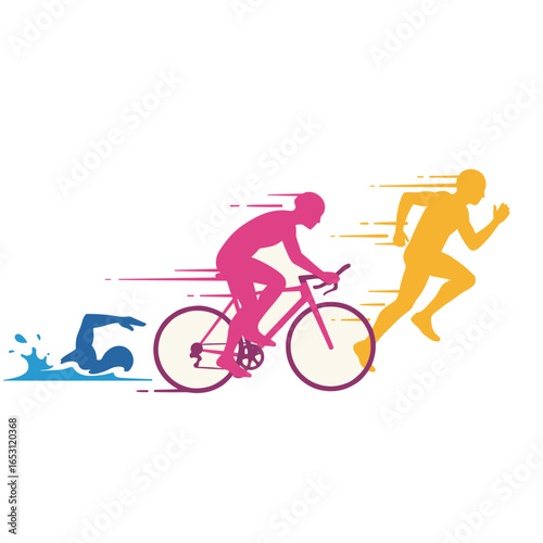  vector editable triathlon poses for any graphic background