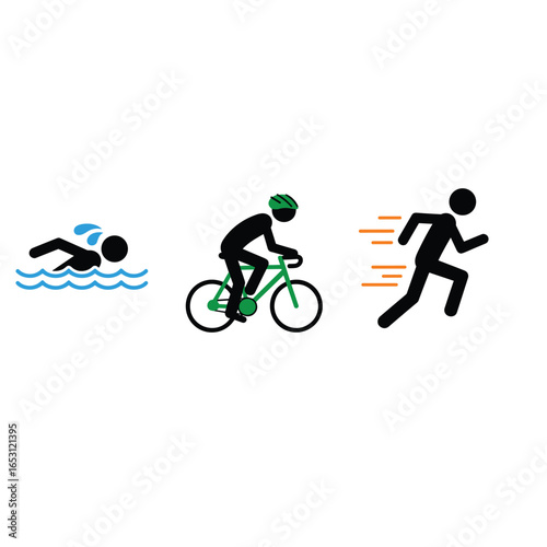  vector editable triathlon poses for any graphic background