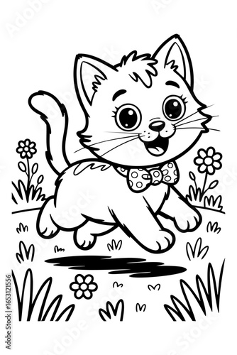 cat , colouring page for kids 