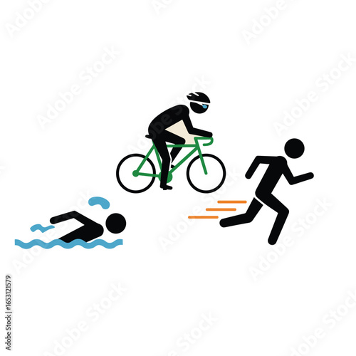  vector editable triathlon poses for any graphic background
