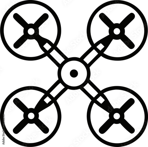 A detailed illustration of a four propeller drone isolated on white background