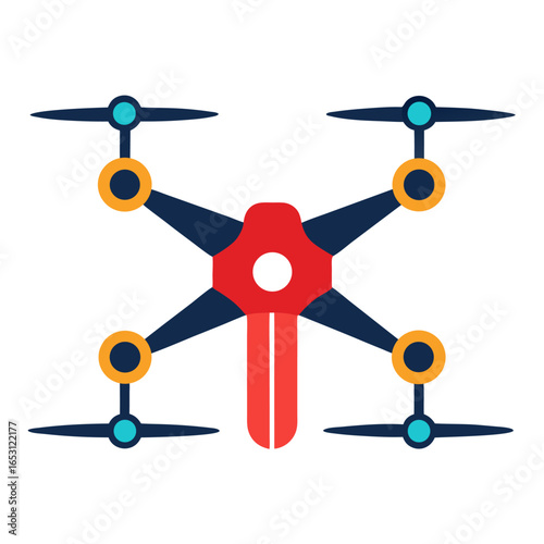 Illustration of a four propeller drone isolated on white background