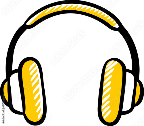 Close up view of sleek black over ear headphones isolated on white background