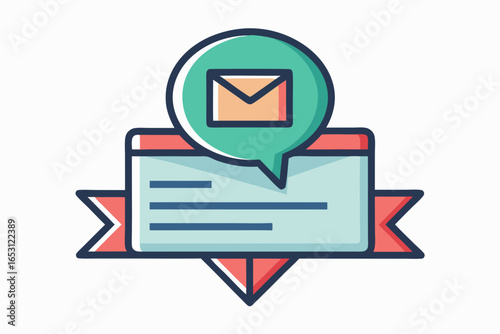 Direct message inbox icon with layered ribbon like detail for modern chat symbol