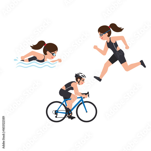  vector editable triathlon poses for any graphic background