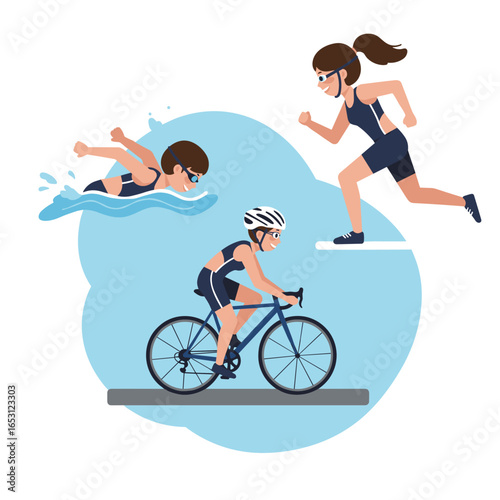  vector editable triathlon poses for any graphic background
