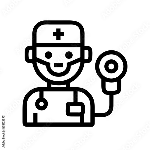 AI Robot Nurse with Digital Stethoscope Icon Design | Futuristic Medical AI Vector Illustration