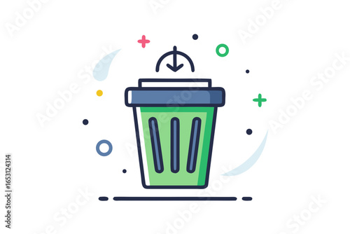 trash bin icon with recycling arrows circling it design
