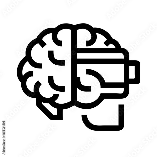 Brain with AR Headset Icon Design | Augmented Reality Technology Vector Illustration