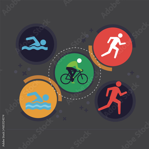  vector editable triathlon poses for any graphic background