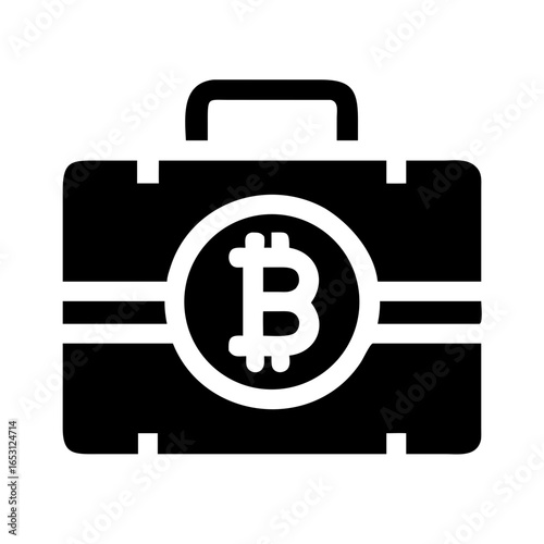 Briefcase with Bitcoin Crypto Symbol Icon Design | Cryptocurrency Business Vector Illustration